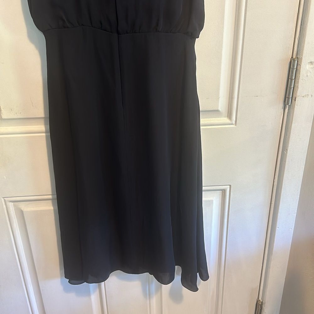 L’agence 100% silk midi scarf draped dress Navy blue Sz 2 Retail $600 luxury - Picture 7 of 8